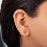 Boucles d'oreilles cloutées en argent et trèfle rose pour femme